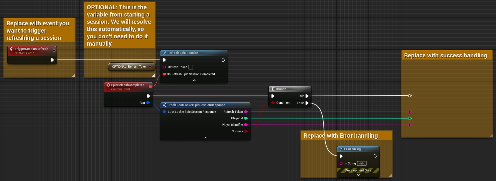Blueprint example of refreshing a game session with Epic - https://blueprintue.com/blueprint/mhp0lgb-/
