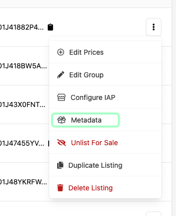 Accessing metadata on a catalog item.