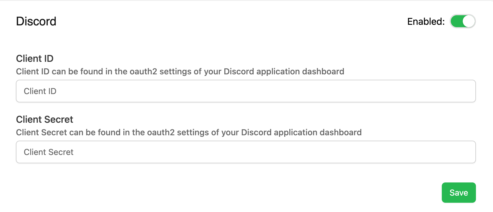 Discord platform settings